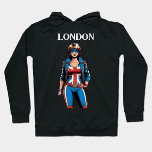 London England Female Comic Book Super Hero Hoodie